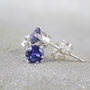 Blue Iolite Gemstone Stud Earrings In Silver Or Gold, thumbnail 3 of 6