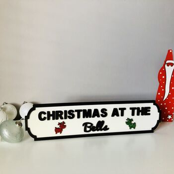 Personalised Surname Christmas Vintage Style Roadsign, 4 of 9