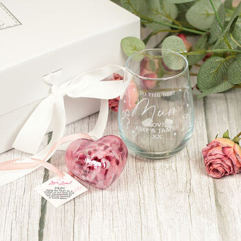 Personalised Best Mum Bows And Hearts Stemless Glass, 6 of 6
