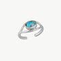 Aqua Swirl Elegance Turquoise Silver Wave Ring, thumbnail 1 of 4