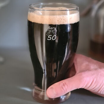 Personalised Pint Glass Engraved For 50th Birthday Gift, 5 of 11