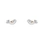 Kids Sterling Silver Bird Rose Gold Heart Stud Earrings, thumbnail 1 of 3