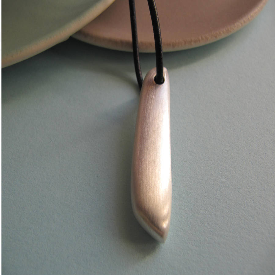 Long Heavy Silver Pendant By Katrina Alexander