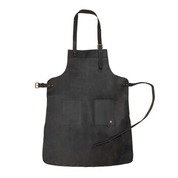 Personalised Black Double Pocket Leather Apron, 2 of 7