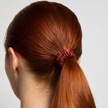 Silver Ion Infused Skinny Satin Scrunchies Auburn Double Pack, 2 of 5