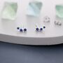Extra Tiny Sapphire Blue Cz Trio Stud Earrings, thumbnail 1 of 12