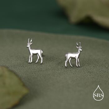 Sterling Silver Antelope / Deer / Gazelle Stud Earrings, 2 of 12