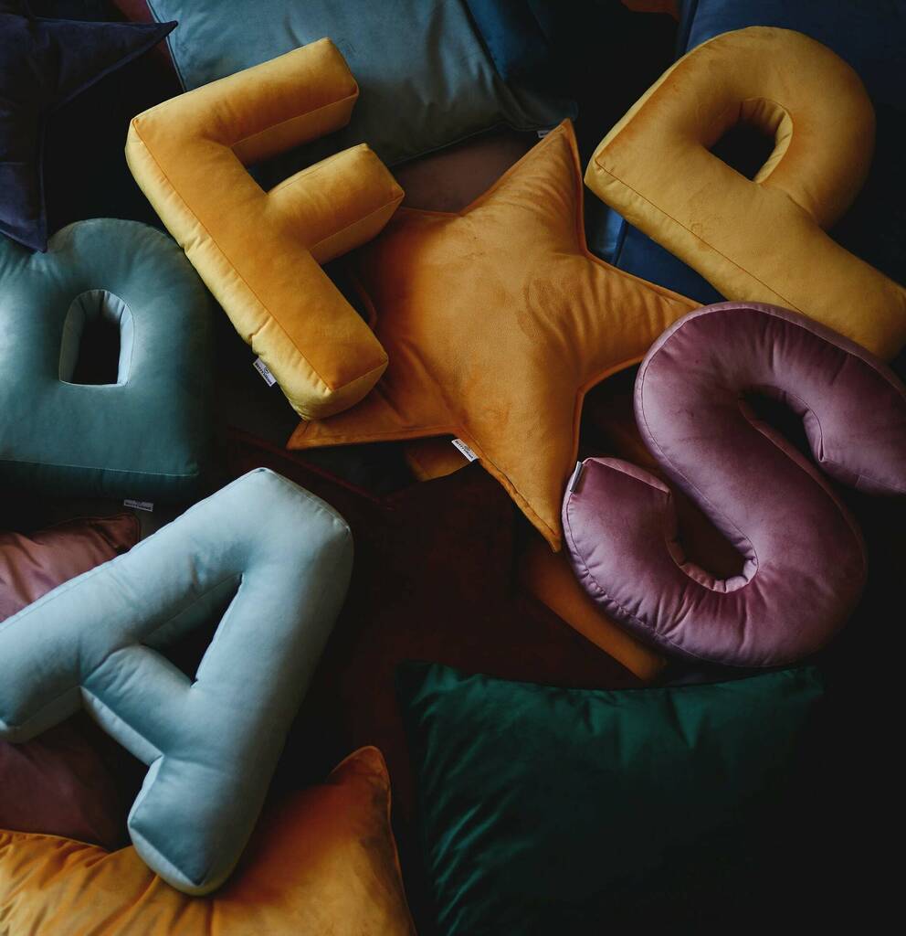 Handmade Velvet Word Cushions Set Of Four By The Little House Shop