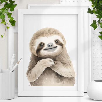 Adorable Sloth Illustrated Animal Print For Children, 2 of 5