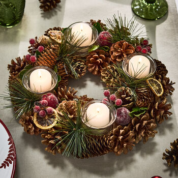 Natural Christmas Candle Holder Centrepiece, 2 of 4