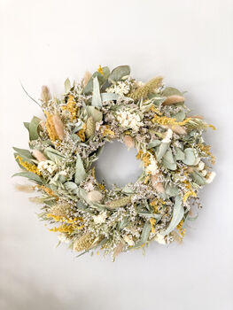 Dried Eucalyptus Wreath With Yellow Flowers, 2 of 7