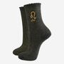 Women's Glitter Socks Black Gold Zodiac Leo, thumbnail 2 of 5