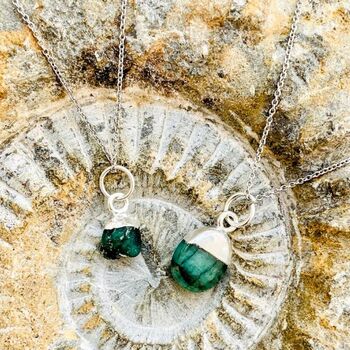 May Birthstone Necklace, Emerald, Silver Plated, 2 of 8