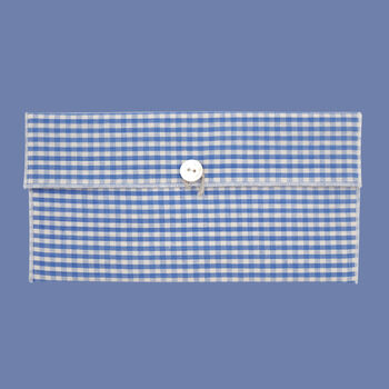 Reusable Organic Gingham Eco Envelope Tall | Sky Blue, 4 of 5