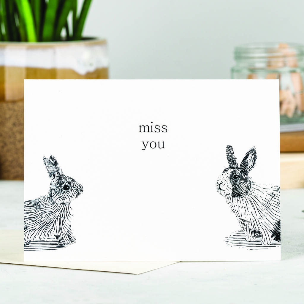 Miss You Bunnies Greeting Card, 1 of 5