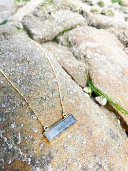 Labradorite Rectangle Necklace 18k Gold Plated Christmas Gift Present, 6 of 6