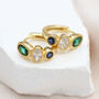 18ct Gold Plated Multi Colour Cz Stone Huggie Hoops, thumbnail 1 of 4