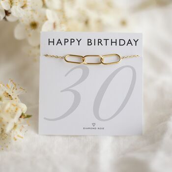 30th Birthday Gift For Her, Three Interlocking Links Bracelet, 11 of 12