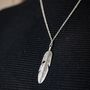 Large Feather Silver Gold Plated Leaf Charm Pendant, thumbnail 7 of 10