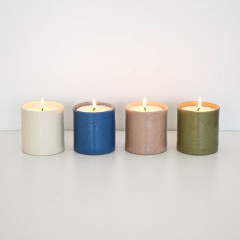 Lino Print Botanical Candle Pot With Refill Blush Pink, 6 of 7