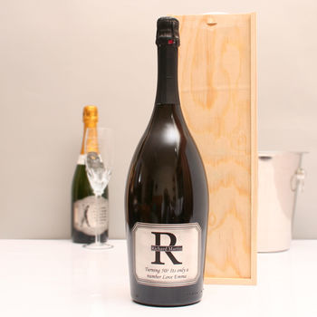 Personalised Magnum Prosecco With Pewter Monogram Label, 3 of 7