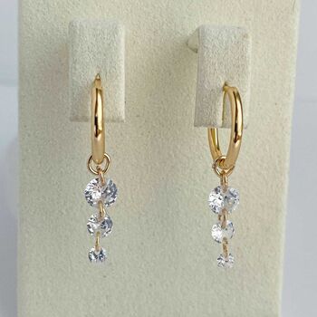 Waterfall Round Diamond Drop Earrings, 2 of 4