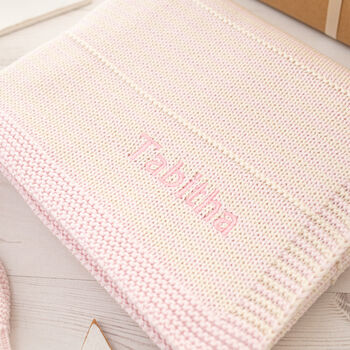 Dawn Pink And Petal Pink Dainty Stripe Baby Blanket, 5 of 12
