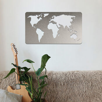 Metal World Map Wall Decor With Continents Design, 6 of 11