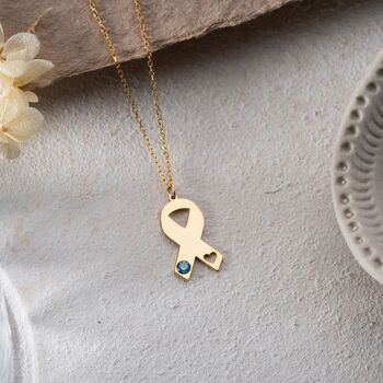'Strength And Hope' Birthstone Ribbon Necklace, 2 of 11