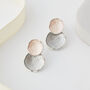 Matte Pink And Grey Double Disc Stud Earrings, thumbnail 1 of 3