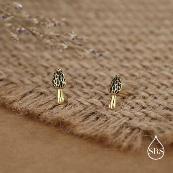 Sterling Silver Morel Mushroom Stud Earrings, 5 of 12