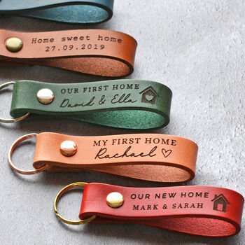 Personalised First / New Home Leather Keychain, 3 of 9