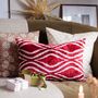 Oblong Velvet Ikat Cushion Red Decoration, thumbnail 1 of 8