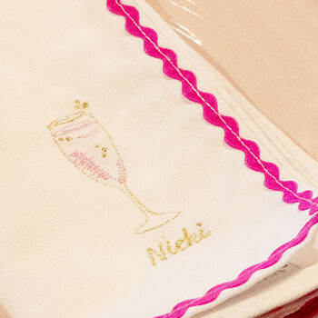 Personalised Embroidered Friendsmas Napkins With Ricrac, 6 of 8