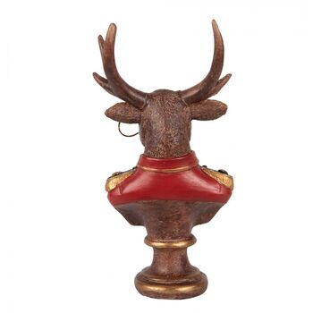 19cm Red Gentleman Stag Bust Ornament – Regal Deer Suit Figurine, 4 of 12