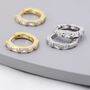 Baguette Cz Huggie Hoop In Sterling Silver, thumbnail 1 of 11