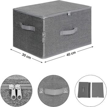 Three Grey Foldable Storage Boxes Basket Bins, 8 of 8