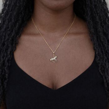 Personalised Gold Plated Sterling Silver Carousel Horse Pendant Necklace, 3 of 9