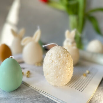Big Easter Egg Soy Wax Candle With Flower Detailed, 2 of 3