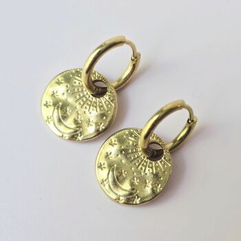Celestial Huggie Hoop Earrings, 2 of 5