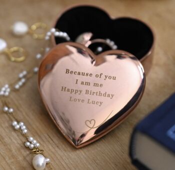 Personalised Rose Gold Heart Jewellery Box, 3 of 3