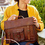 Personalised Vintage Style Brown Leather Laptop Satchel, thumbnail 3 of 10