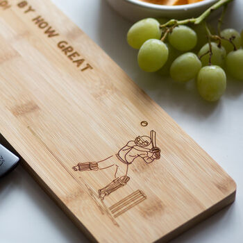 Personalised Cricket Snacks Sharing Platter Bamboo Board, 4 of 5