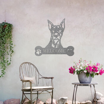 Custom Doberman Welcome Metal Wall Art Sign For Home And Garden Decor, 10 of 11