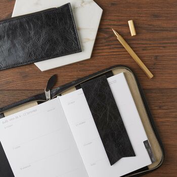Debonaire Noir Leather Zip Case Planner Diary Journal, 4 of 7