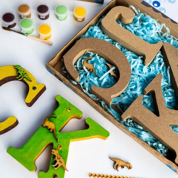 Personalised Paint Your Own Dinosaur Wooden Name, 2 of 7