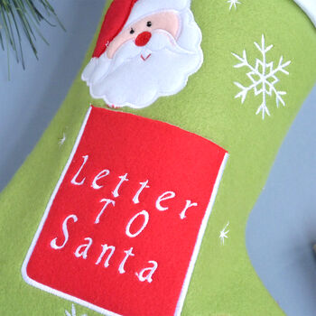 Personalised Green 'Letter to Santa' Christmas Stocking, 2 of 3