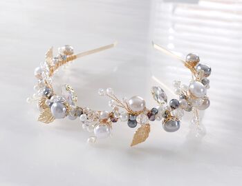 Gold Leaf And Silver Pearl Headband, 3 of 7
