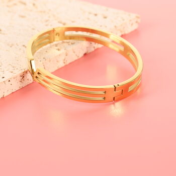 Gold Plated V Line Harmony Bangle Bracelet, 6 of 10