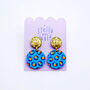 Blue And Orange, Leopard Print Drop Earrings, thumbnail 4 of 7